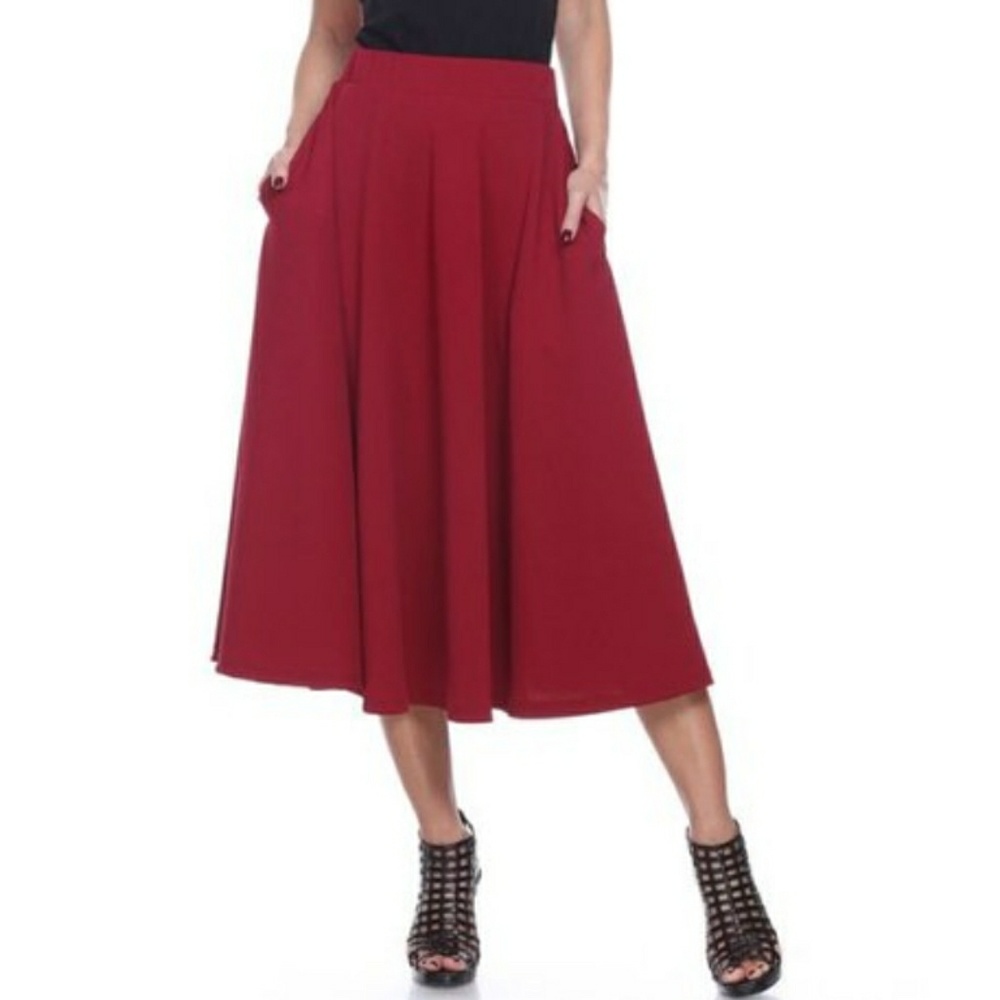 Burgundy Midi Skirt